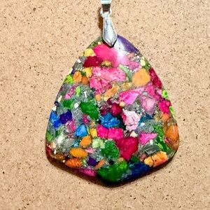XXL Colorful Sea Sediment Jasper Pendant Necklace